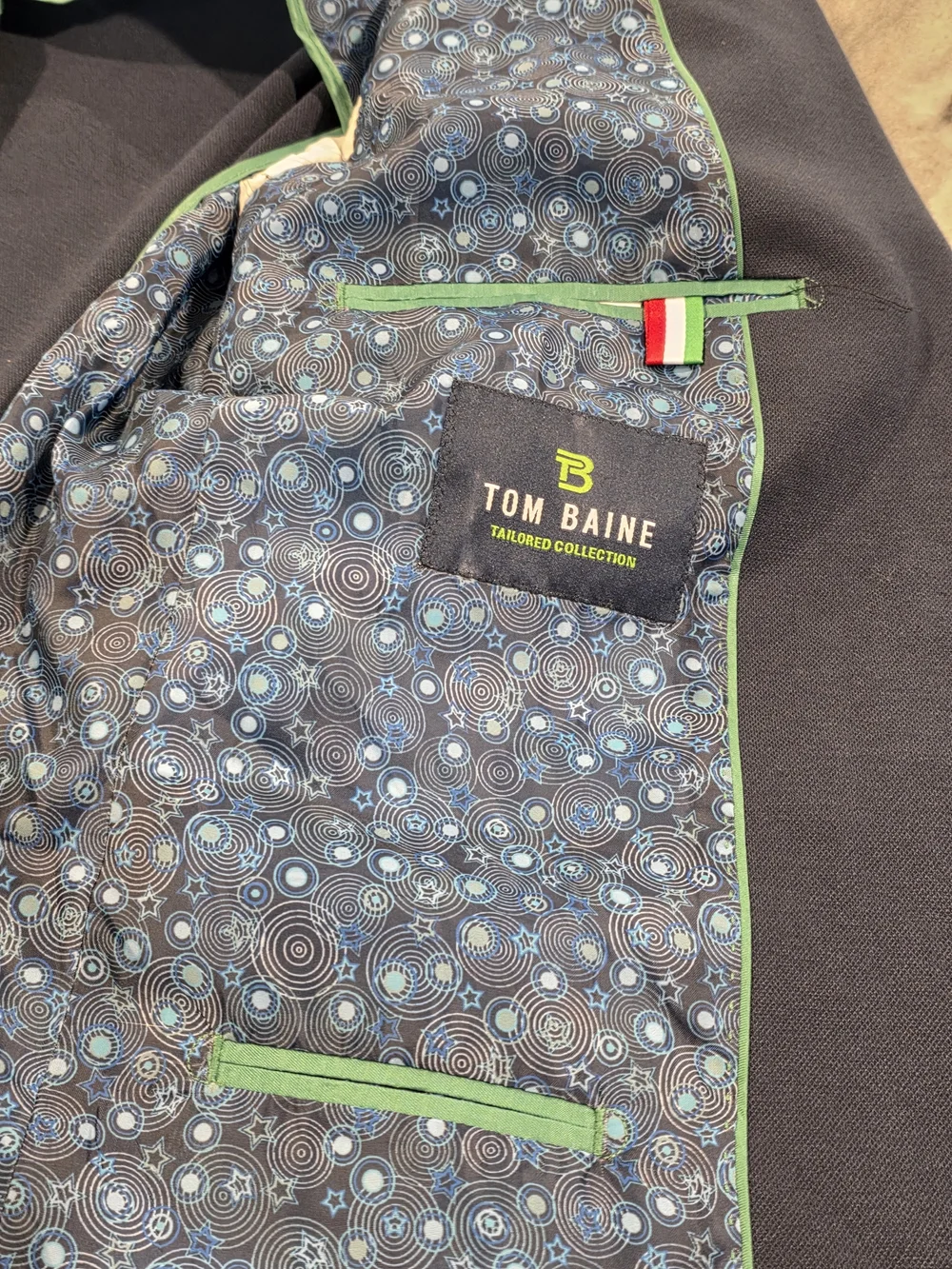 42L Men's Tom Baine Unconstructed Casual Blazer Blue Cotton Flex Sport Coat
